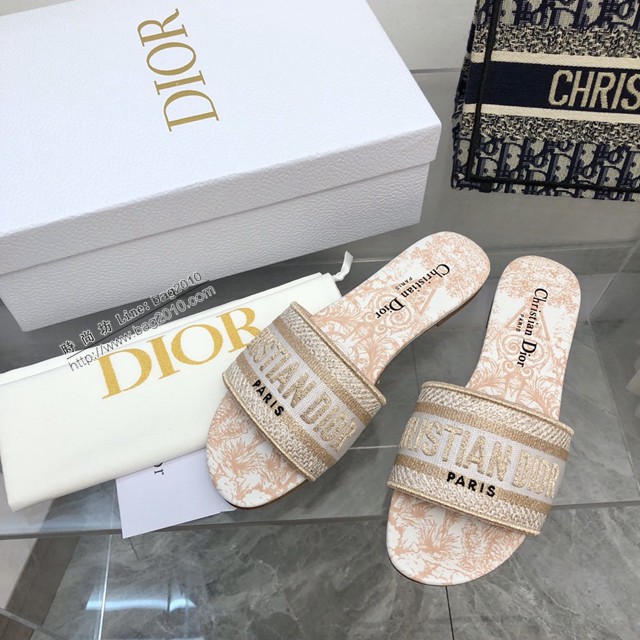 Dior迪奧2022早春新款提花刺繡涼拖鞋 dx2738